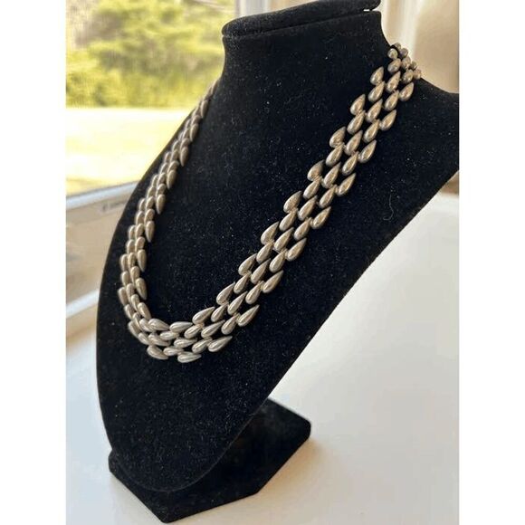 Vintage 40s Couture Tear-Drop Chain Chunky Signed Necklace - Picture 1 of 6